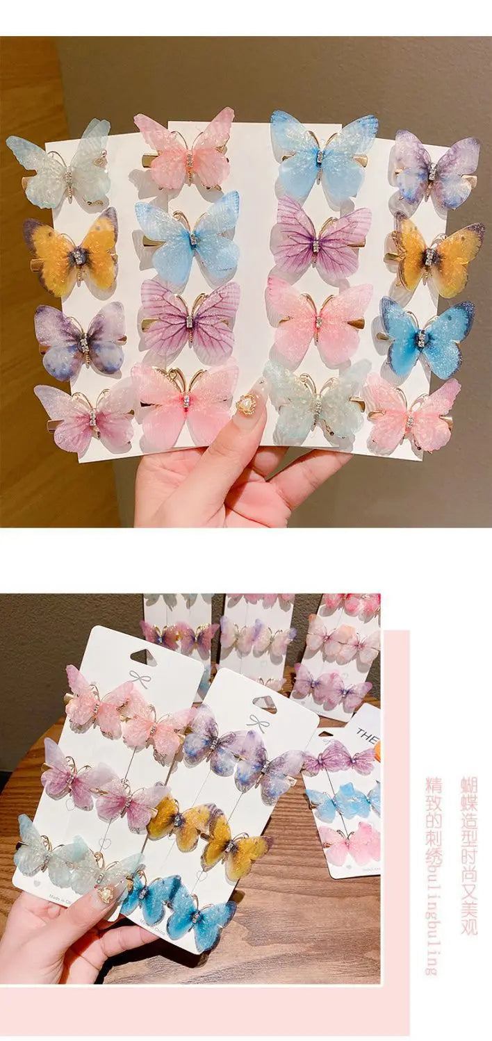 2/6Pcs Colorful Butterfly Hairpins Girl Hair Clips Barrettes Women Sweet Hair Ornament Rainbow Headwear Fashion Hair Accessories
