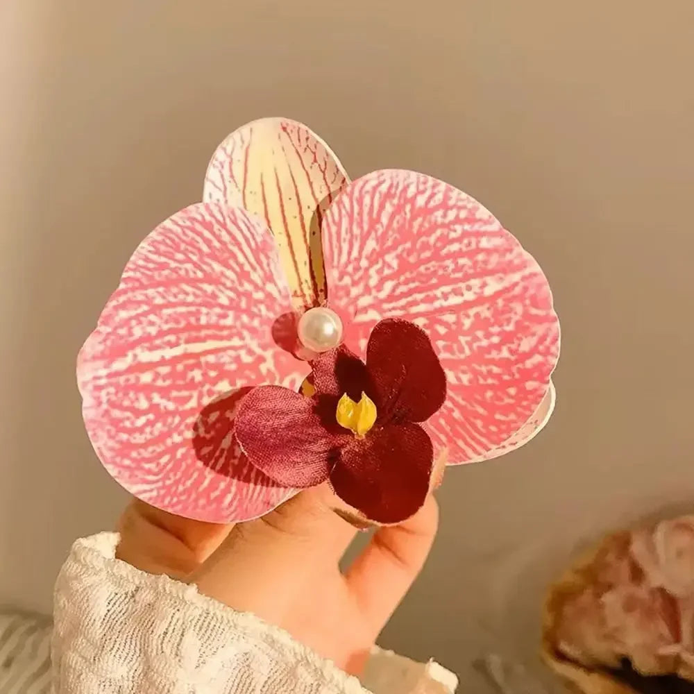 1Pcs Phalaenopsis Pearl Hair Clip Orchid Butterfly Hair Clip Duckbill Clip Hair Accessories Bow Flower Hair Clips