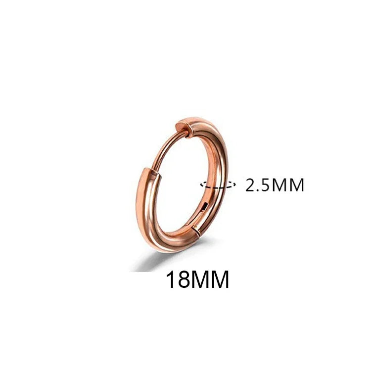 LATS 2024 New Simple Stainless Steel Small Hoop Earrings for Women Men 8mm To 20mm Round Cartilage Ear Piercing Fashion Jewelry