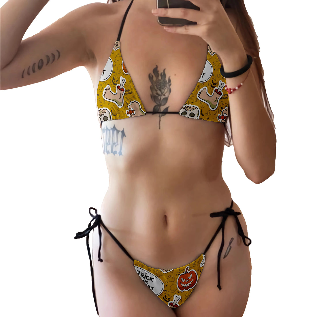 Fashion Bikini Set Women Backless Low Waist Sexy Skull Pattern Printed Swimsuit Beach Surfing Vacation Halloween Cosplay