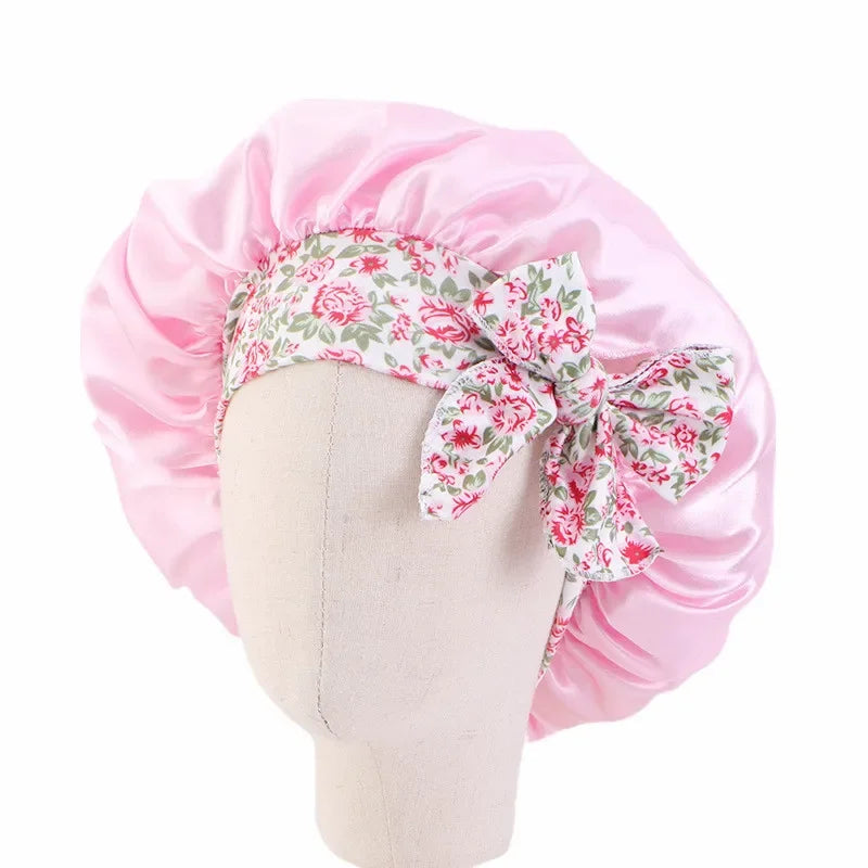 Baby Kids Satin Wide Band Sleeping Hat Night Cap Hair Care Beanie Turban Bonnet Children Girls Head wrap Scarf Bandana Headwear