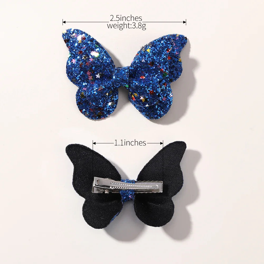 2/4/5Pcs Women Girl Glitter Butterfly Hair Clip for Children Sequins Bow Hairpins Cute Headwear Trendy Hairgrip Hair Accessories