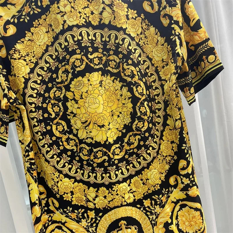 Luxury men's short sleeve button down shirt royal men's tops shirt soft silk top men's shirt 2025 hot sale royal shirt