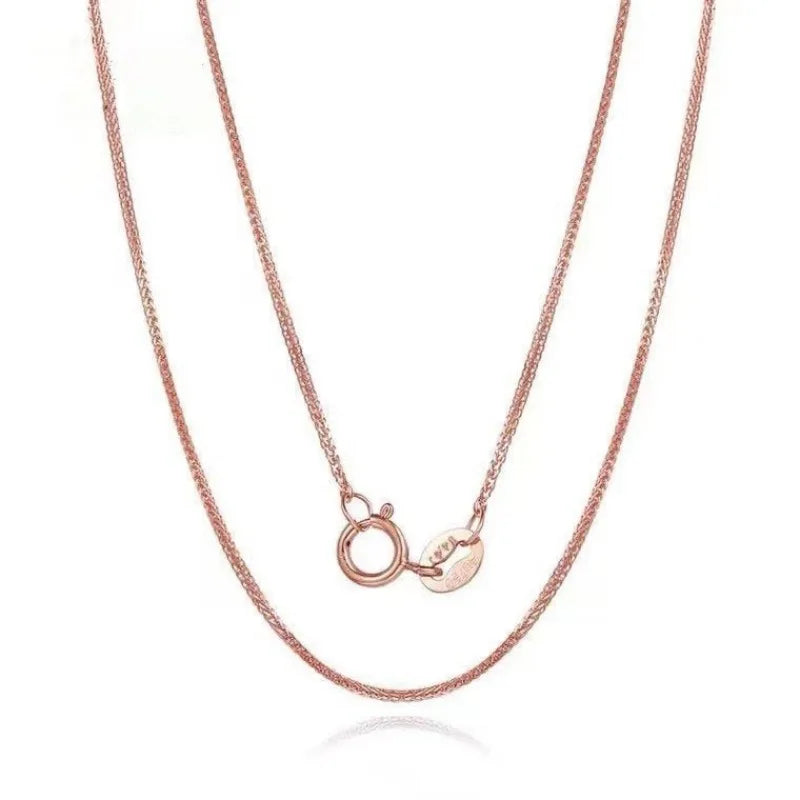 Real 18K Gold Women's Necklace AU750 Chopin Chain Choker Festival Great Gift New Fashion Simple Style Fine Jewelry