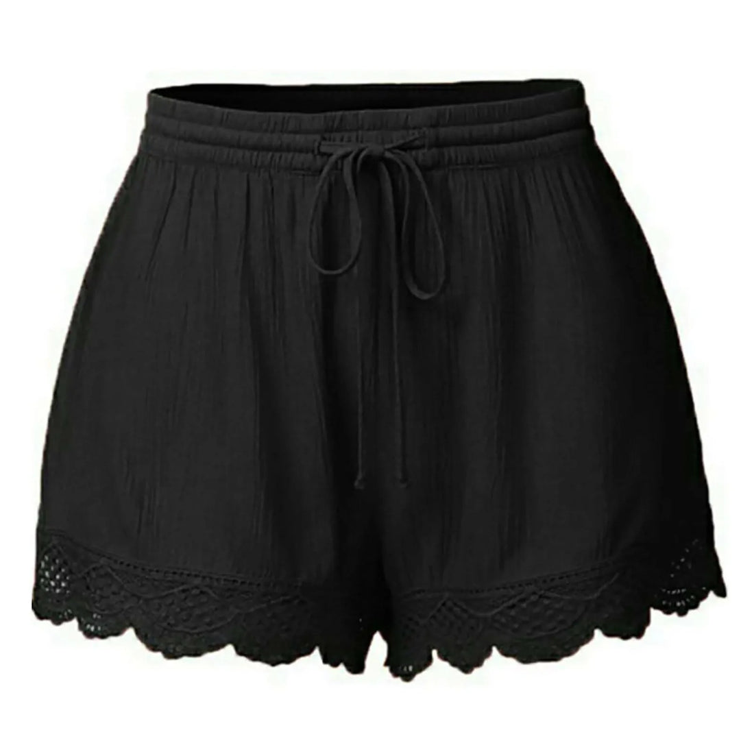 Ladies’ Casual And Versatile Solid Color Patchwork Lace Drawstring Shorts Basics Comfortable High Quality Plus Size Summer Pants