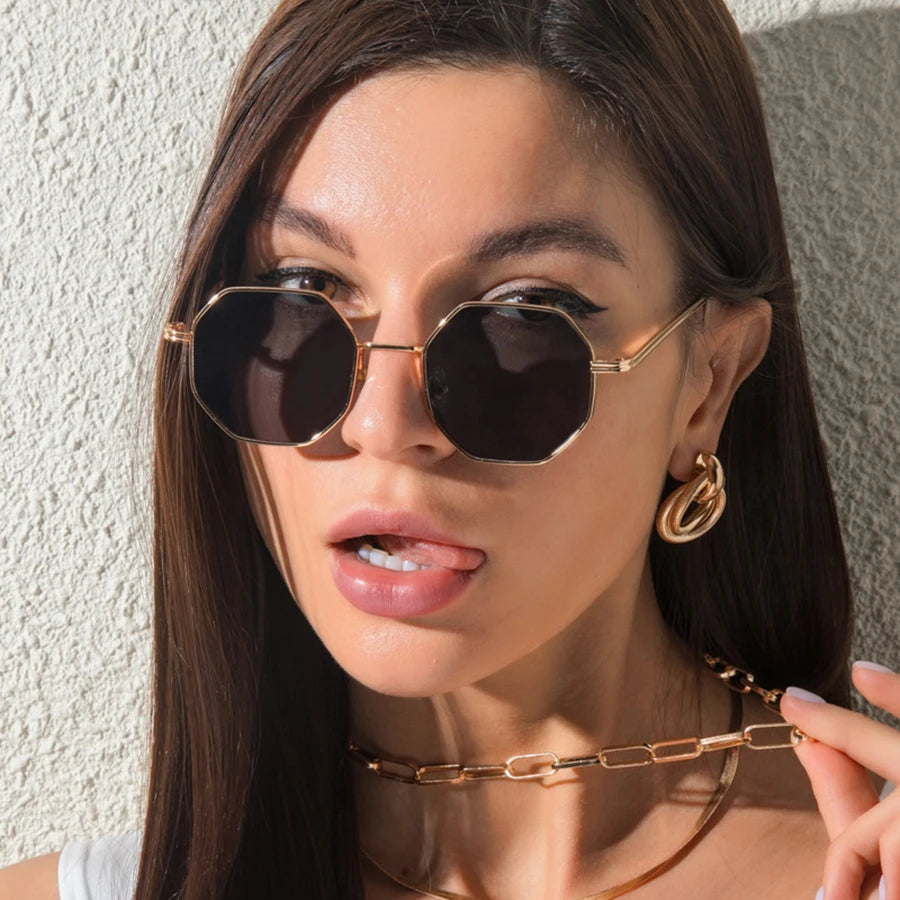 Polygon Metal Sunglasses Vintage Frame For Women Sunglasses Men Luxury Brand Design Sun Glasses Women Mirror Gafas De Sol Uv400