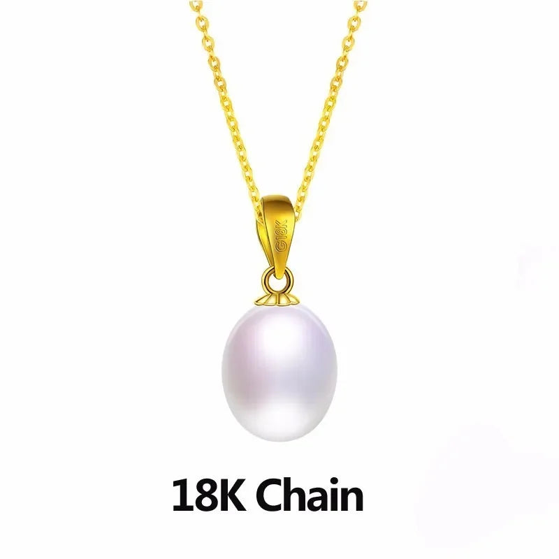 Dainashi Real Pure 18K Gold Jewelry Necklace&Pendant,Natural Freshwater Pearl Women Pendant,Fine Jewelry With Gift Box For Lover