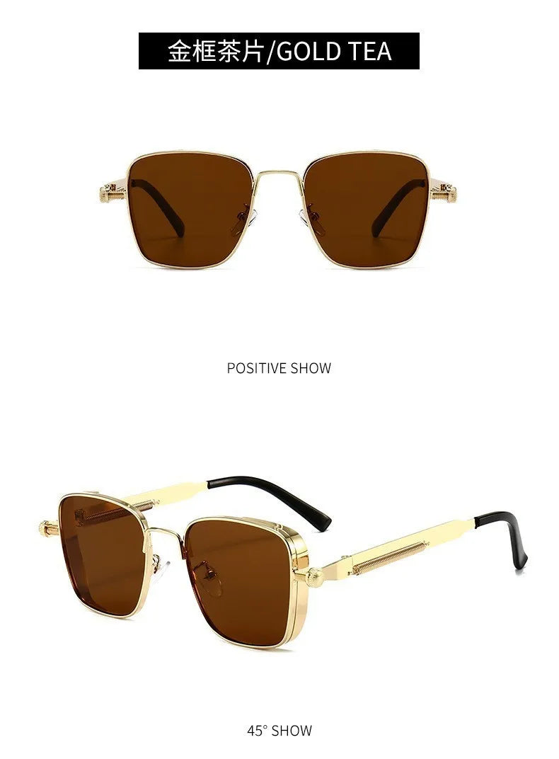 2025 High Quality Metal Punk Fashion Trendy Sunglasses for Men Outdoor Sunglasses Men Driving Anti UV lunettes de soleil homme