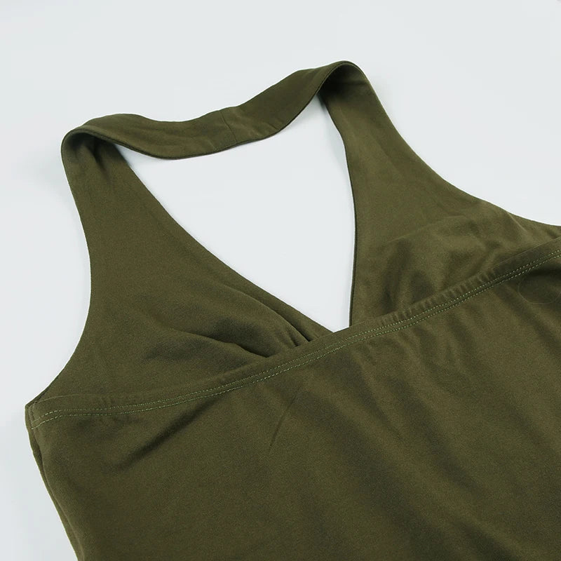 Darlingaga Vintage Embroidered Sticker Cross Halter Backless Camis Women's Fashion Summer A-Line Basic Solid Top Y2K Aesthetics