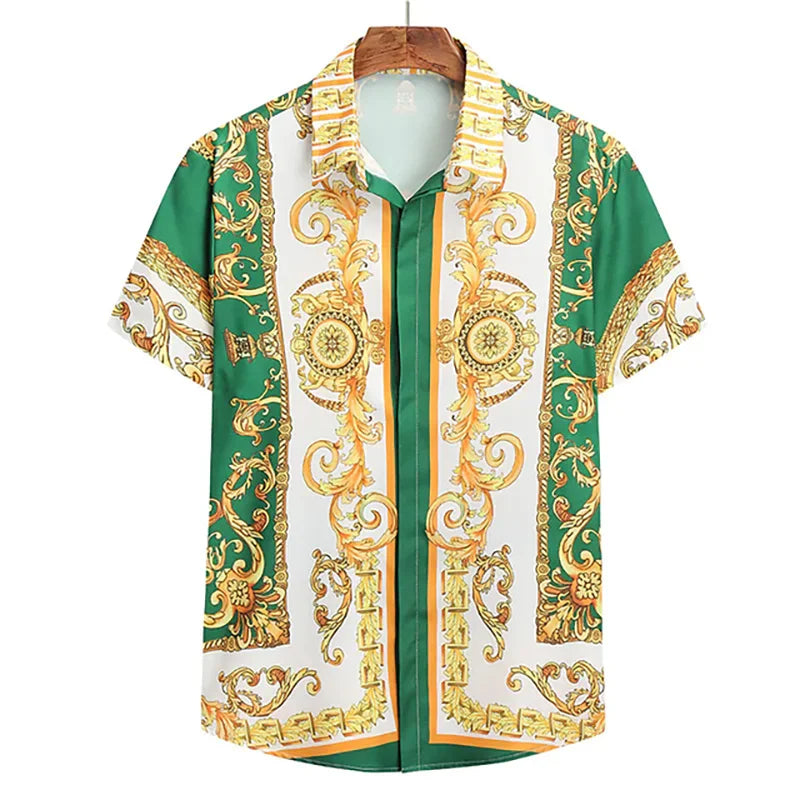 Luxury men's short sleeve button down shirt royal men's tops shirt soft silk top men's shirt 2025 hot sale royal shirt