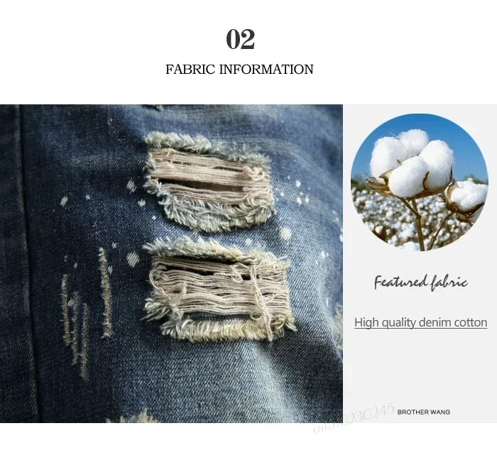 Summer Clothes New Men Vintage Ripped Short Jeans Streetwear Fashion Hole Straight Slim Denim Shorts Male Brand Pants