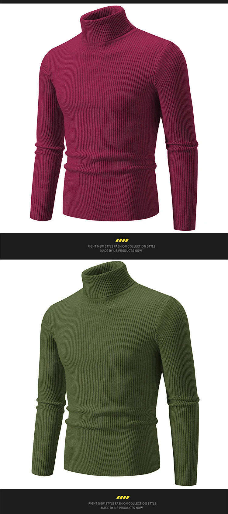 Spring Autumn New Men's High Neck Sweater Solid Color Pullover Knitted Tight Warm Top Casual Turtleneck Versatile Inner Matching