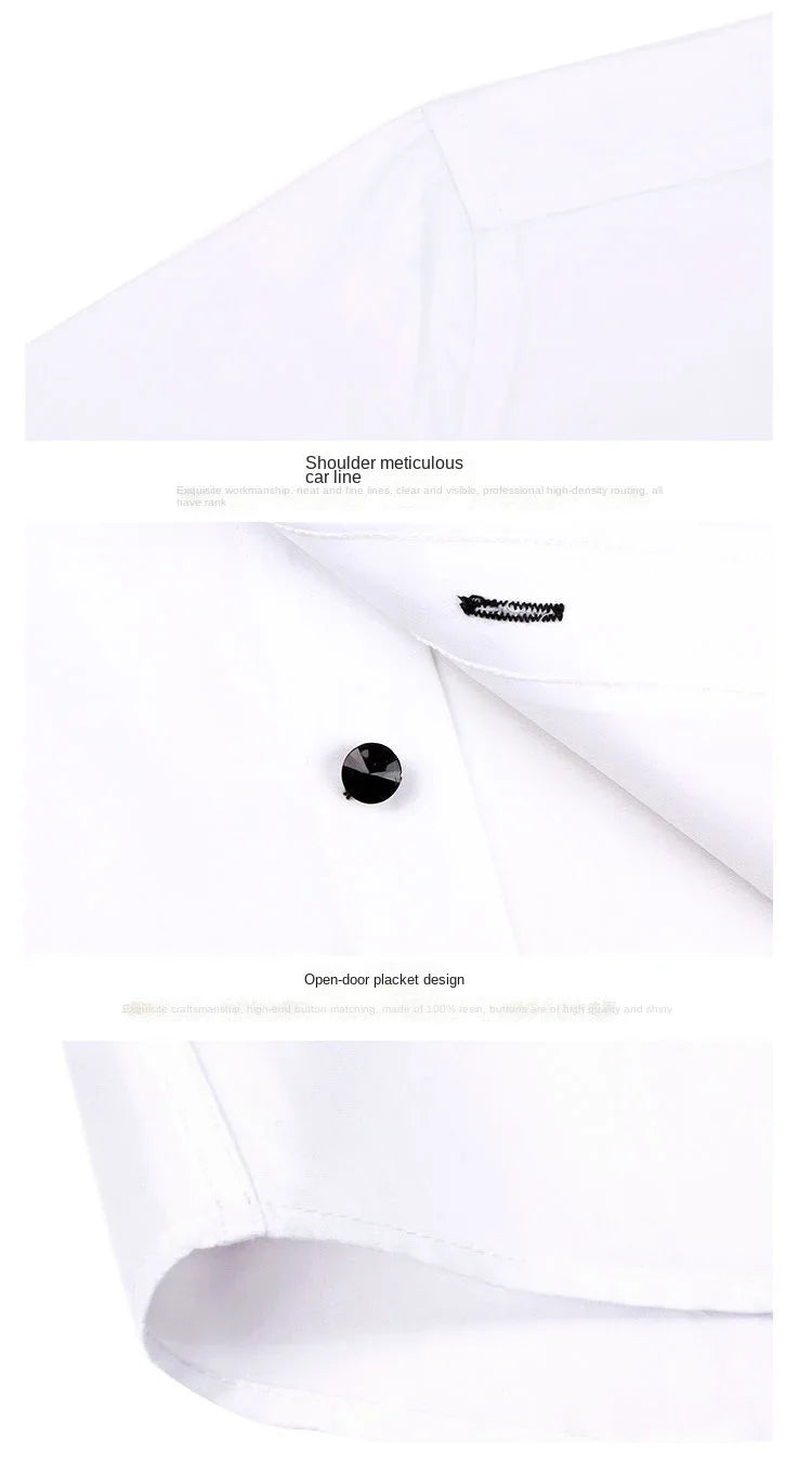 Dress Shirt for Men Button-down Collared Formal Business Long Sleeve Casual Korean Fashion Slim Fit Male Designer Shirts White