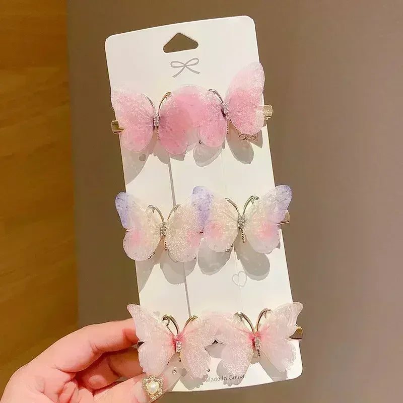 2/6Pcs Colorful Butterfly Hairpins Girl Hair Clips Barrettes Women Sweet Hair Ornament Rainbow Headwear Fashion Hair Accessories
