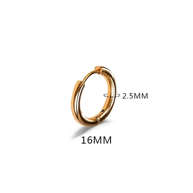 LATS 2024 New Simple Stainless Steel Small Hoop Earrings for Women Men 8mm To 20mm Round Cartilage Ear Piercing Fashion Jewelry