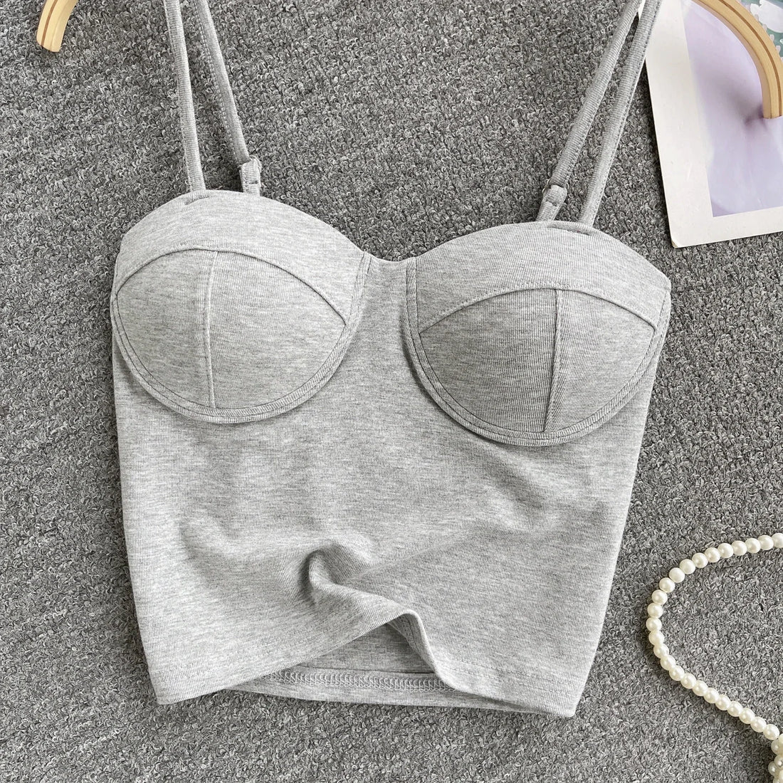 New Summer Hotsweet Strap Mini Tops Slim Fit Backless Basics Outerwear Fashion Hot Girl New IN Korean Style Streetwear Crop Tank