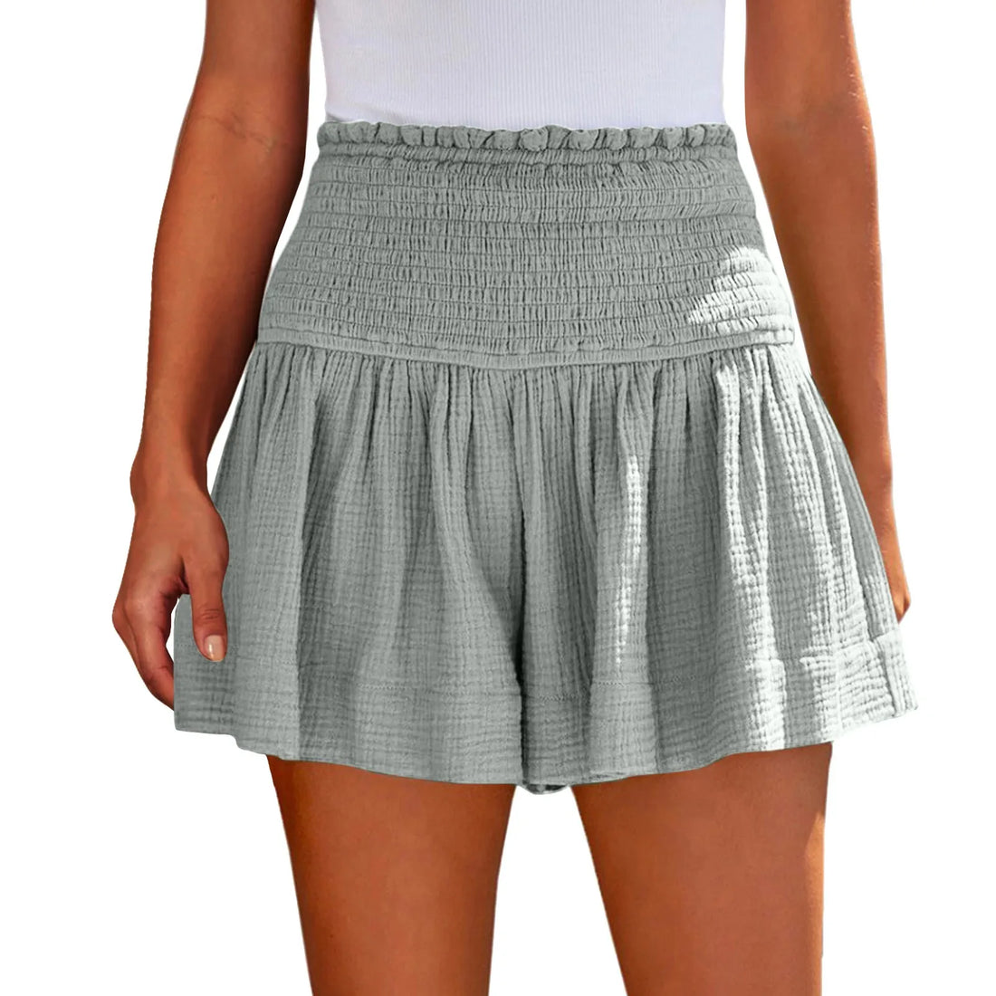 Women Shorts Ladies Casual Solid Color Breathable Fashion Wide Leg Shorts For Women Summer Female Pleated Shorts