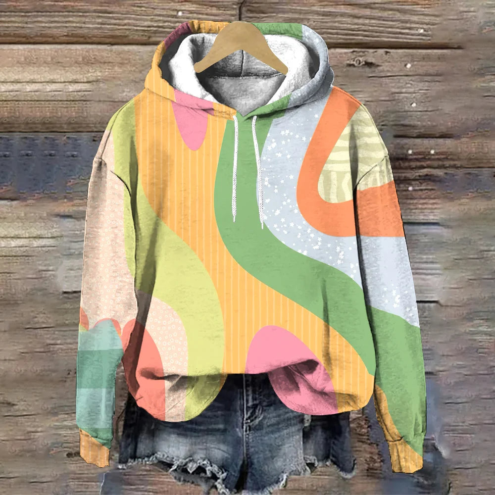 Autumn Colorful Stripes 3D Print Hoodies Women Hooded Sweatshirts Streetwear Y2K Pullover Harajuku Tracksuits Female Clothing