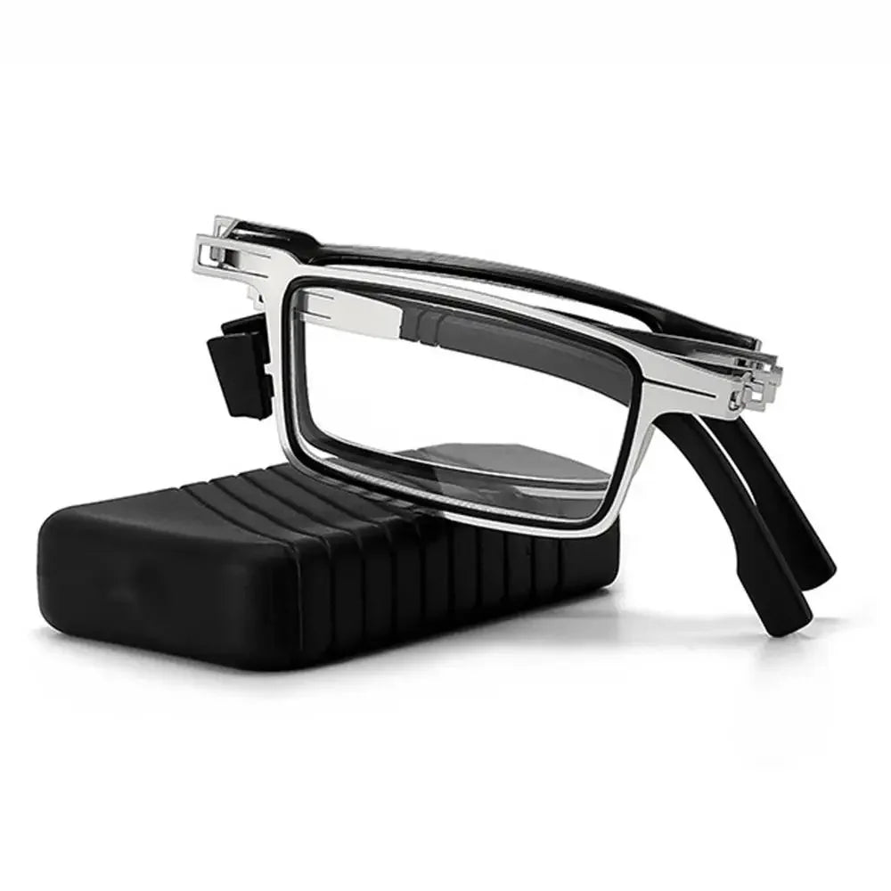 Portable Folding Reading Glasses Men Metal Round Square Anti Blue Light Eyewear Presbyopia Eyeglasses Frame Diopter +1.0 to +4.0