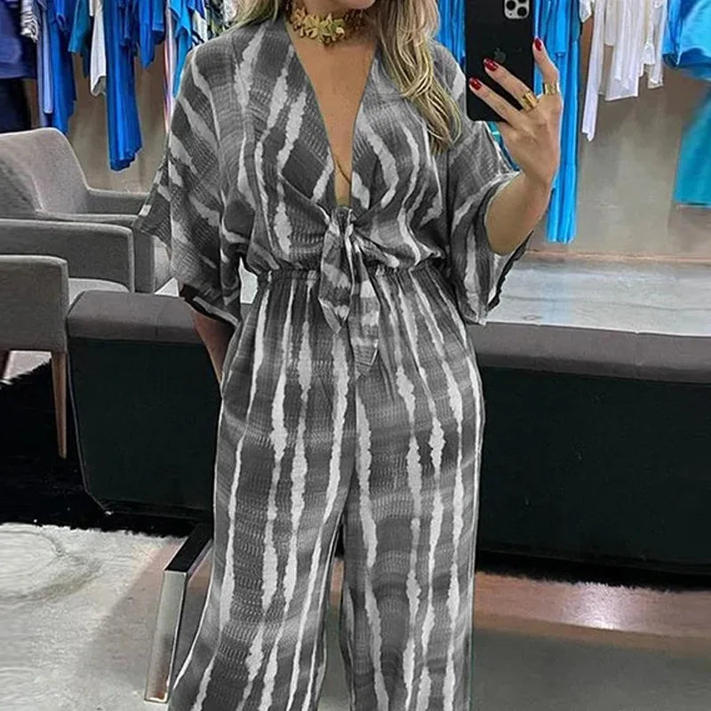 Fashion Women Jumpsuits 3D Printing Pattern One Piece Overalls Casual Short Sleeve Diagonal Shoulder Jumpsuit for Women Rompers