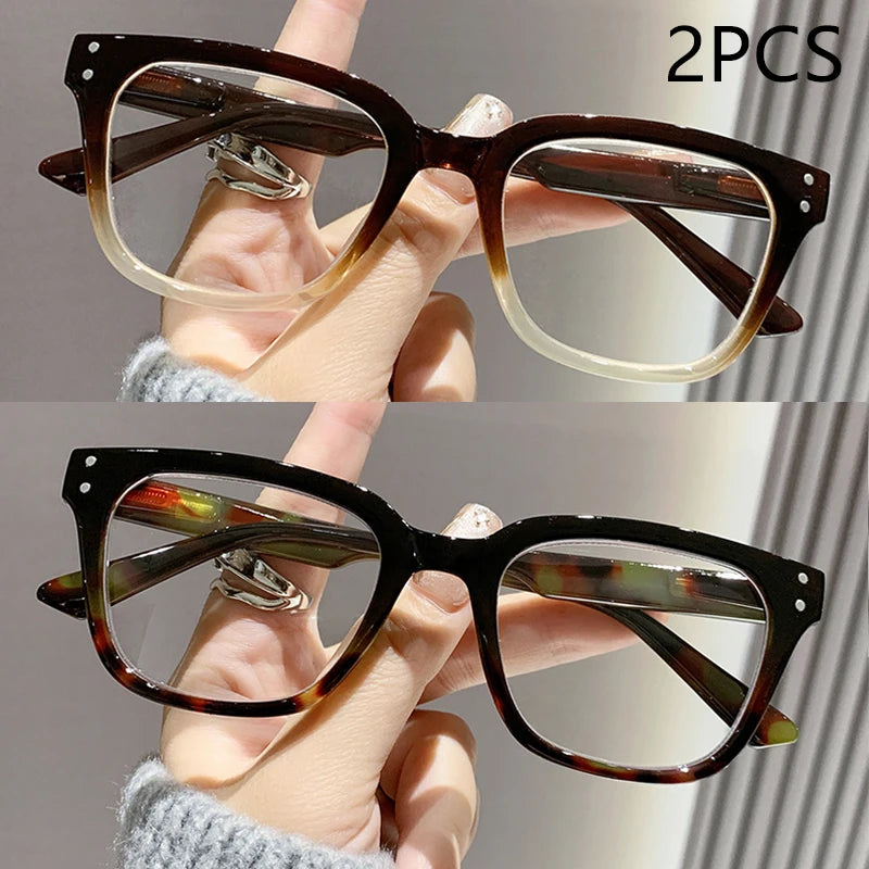 2/3PCS New Trendy Reading Glasses High-end Simple Square Frame Ultra-light Reading Glasses For Men And Women 2328