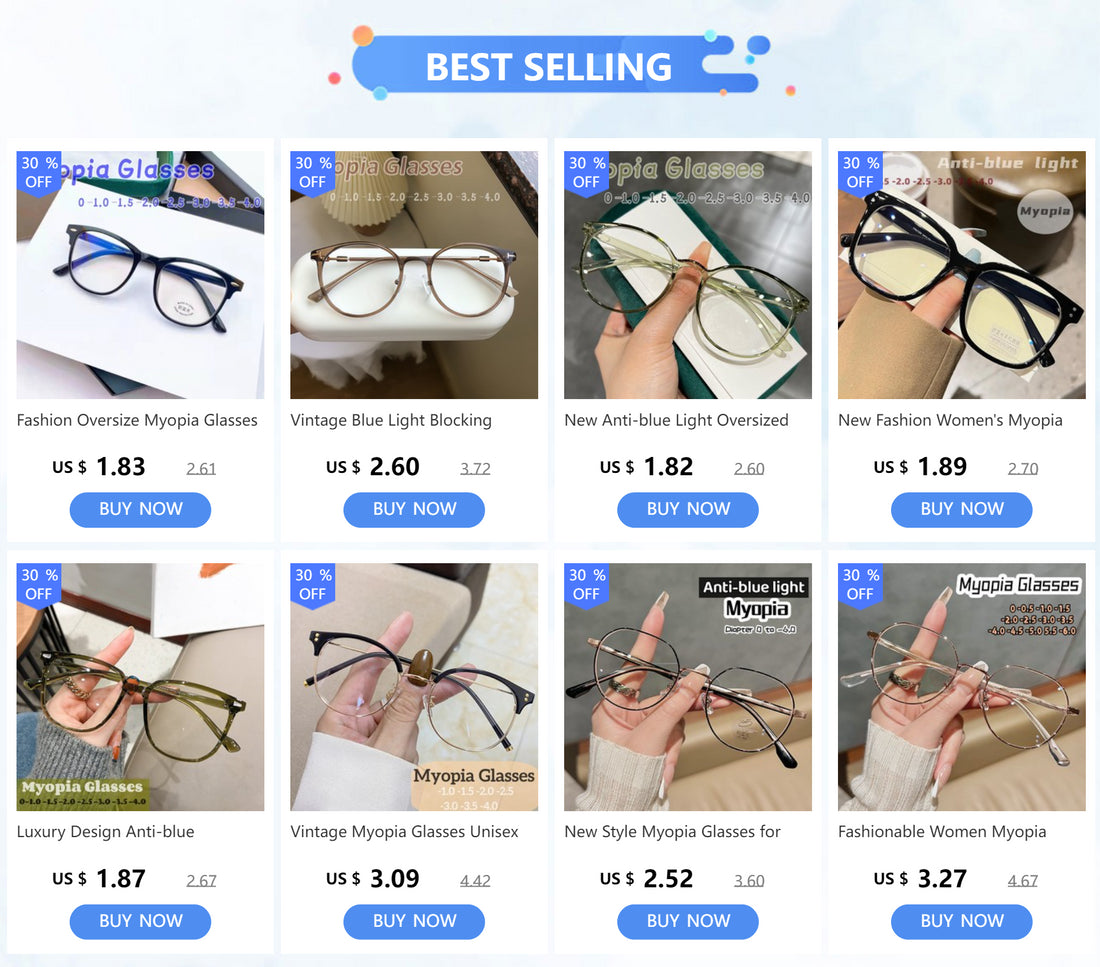 New Large Frame Myopia Glasses Anti-Blue Light Eyewear Women Eye Protective Computer Goggles Diopters -1.0 -1.5 -2.0 To -6.0