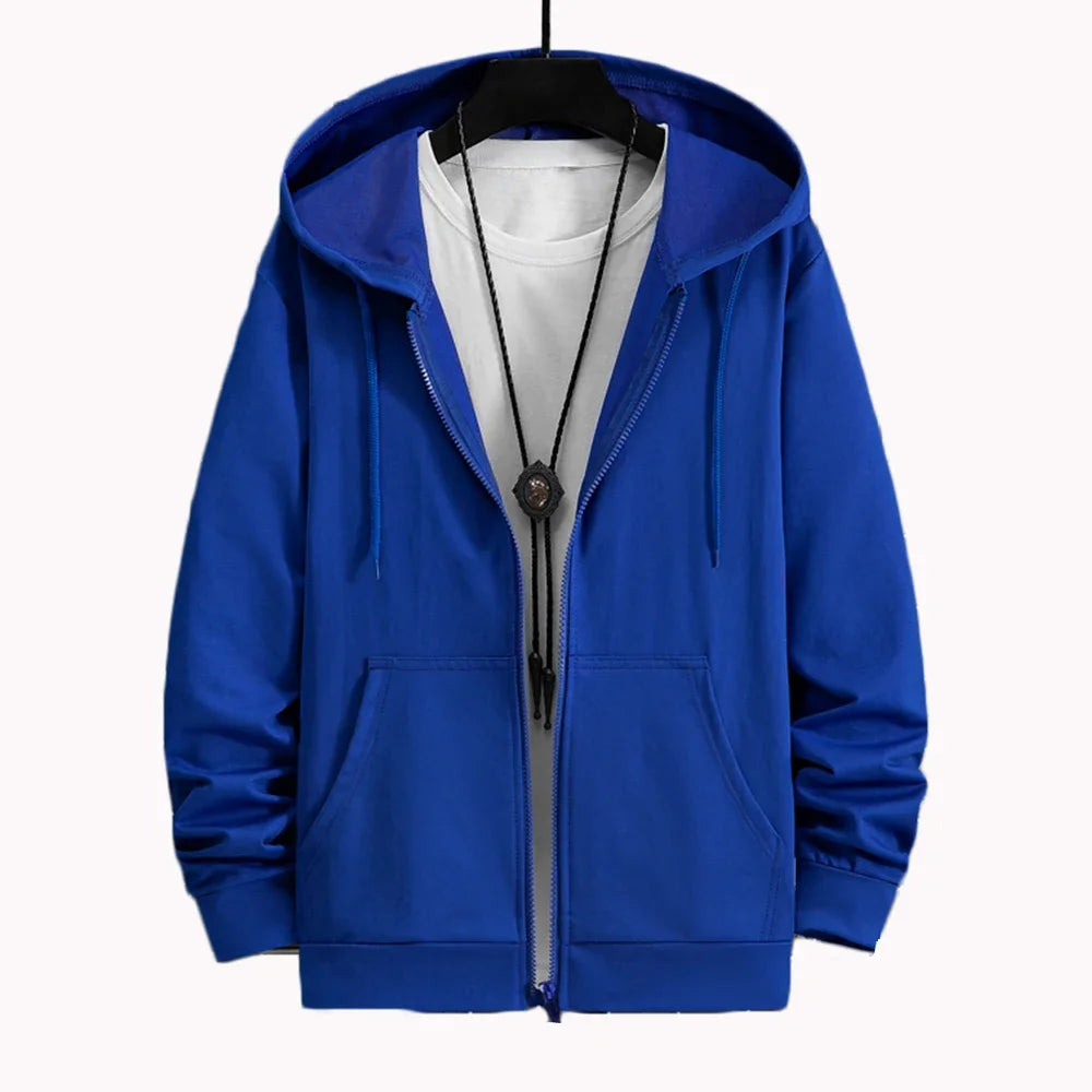 Women Solid Hoodies Coat Harajuku Basic Long Sleeve Spring Autumn Loose Zip Up Casual Oversized Sweatshirts Jacket with Pocket