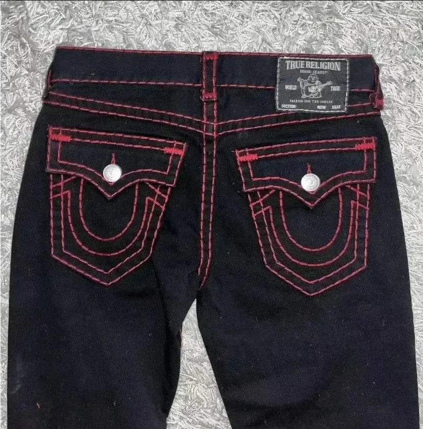 Y2k Denim Pants Harajuku High Waist Straight Wide Leg Jeans Vintage Buddha Embroidered Jeans Casual High Street Women Clothing
