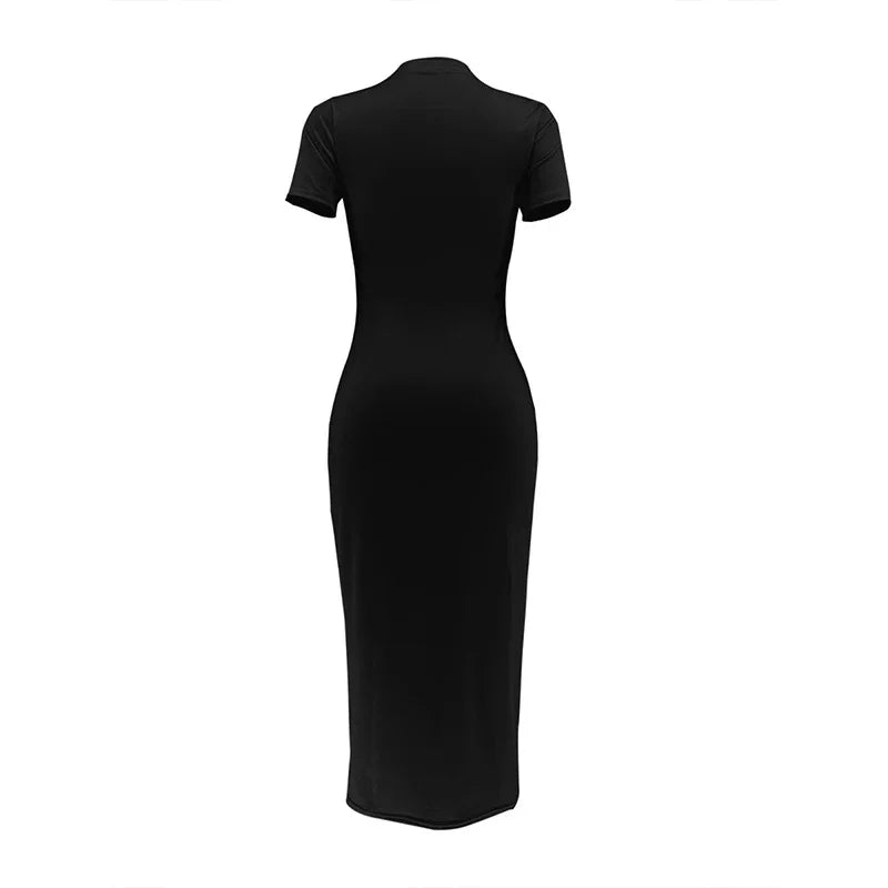 Women's Spring/Summer Colored Lipprint Letter Print Casual Slim Fit Round Neck Short Sleeve Sexy Dress