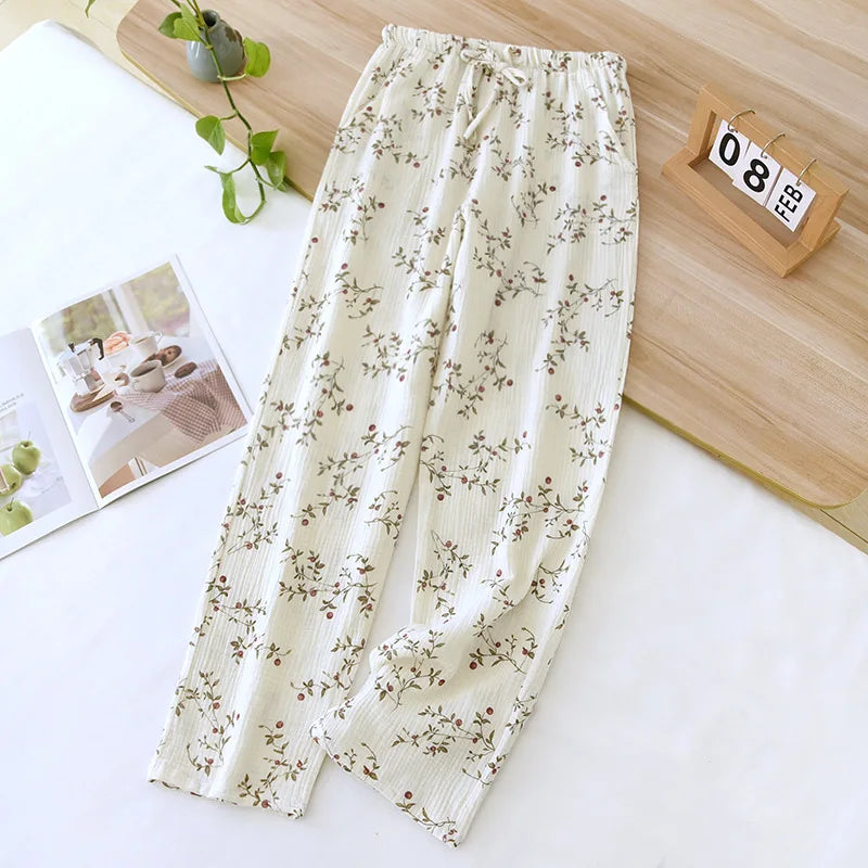 2025 Summer Ladies Short-sleeved Shorts Pajamas Set 100% Cotton Crepe Cloth Thin Home Service Two-piece Spring And Autumn Loose