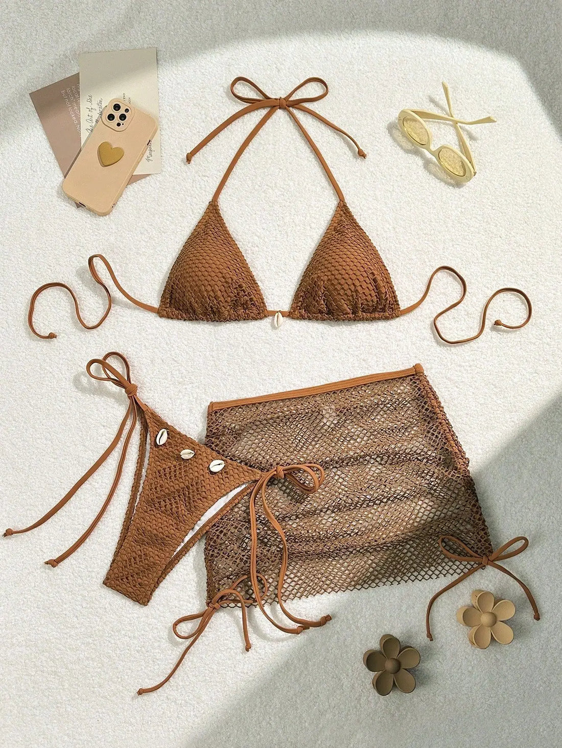 New Sexy Net Bikinis Female Swimsuits Women Three-Piece Swimwear Beach Swim Wear Bathing Suits Brazilian Bikini Set Pool Bather