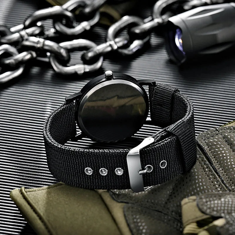 YIKAZE Military Men's Watches Luminous Shock Resistant Men Sports Watches Canvas Strap Simple Outdoor Quartz Wristwatch for man