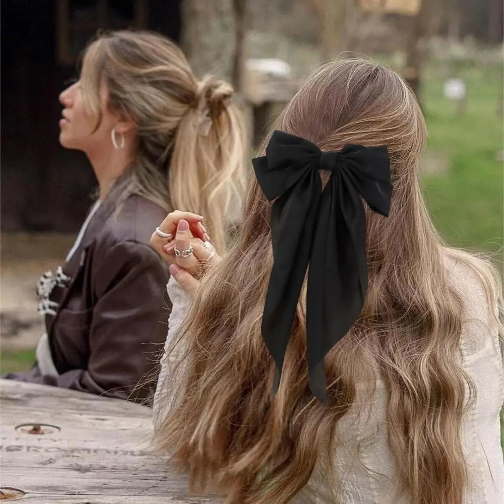 2/3/4/6/12pcs/set Silky Satin Oversized Bowknot Ribbon Hair Clip For Women Barrettes Metal Clips Aesthetic Hair Accessories