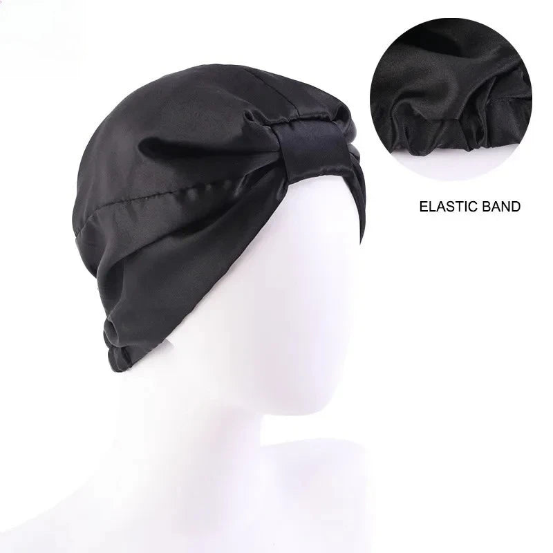 Double Layer Satin Sleep Bonnet for Women Adjustable Hair Protector for Curly/Natural Hair Chemo Cap Nursing Night Cap Wide Band