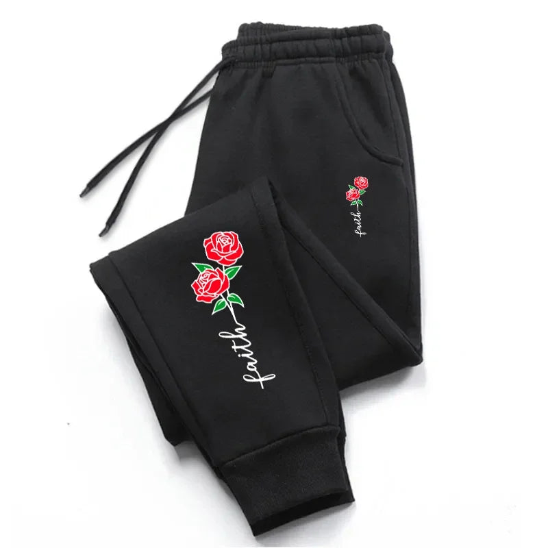 Beautiful Flowers Printing Womens Sweatpants Daily Casual Fashion Trousers Sports Jogging Sweat Mens Pants Street Hot Sale Pants