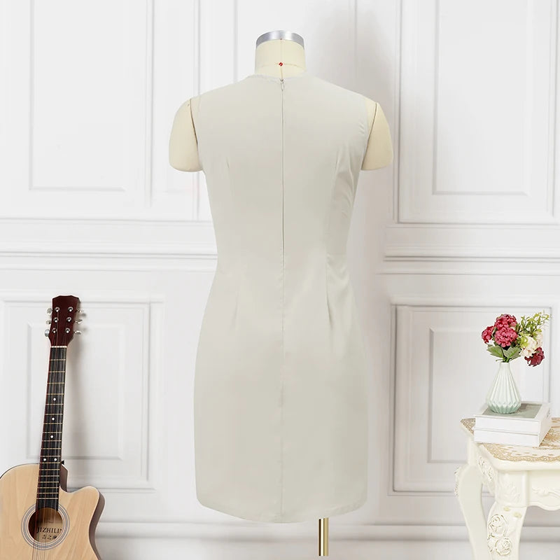 ZANZEA 2024 Elegant Mini Dress Summer Women Sleeveless O-neck Tank Dress Fashion Draped Short Robes Office Slit Hem Vestidos