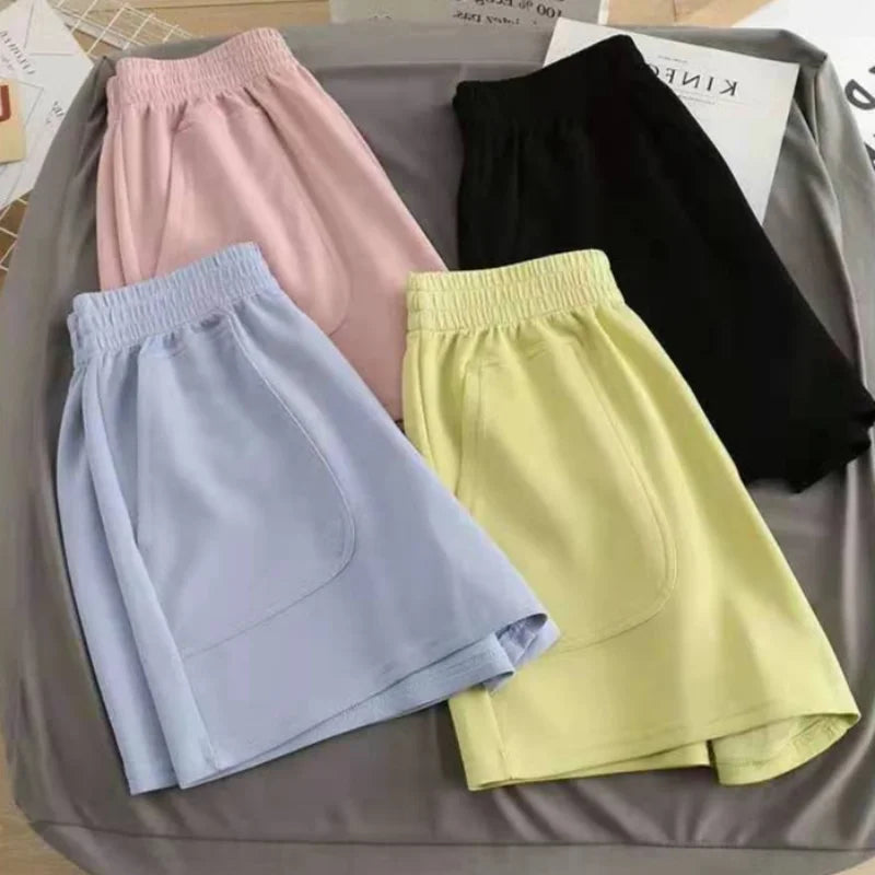 Women Simple Soft Shorts Large Size Casual Shorts Yoga Beach Pants Female Sports Shorts Wide Leg Bottoms Hot Streetwear
