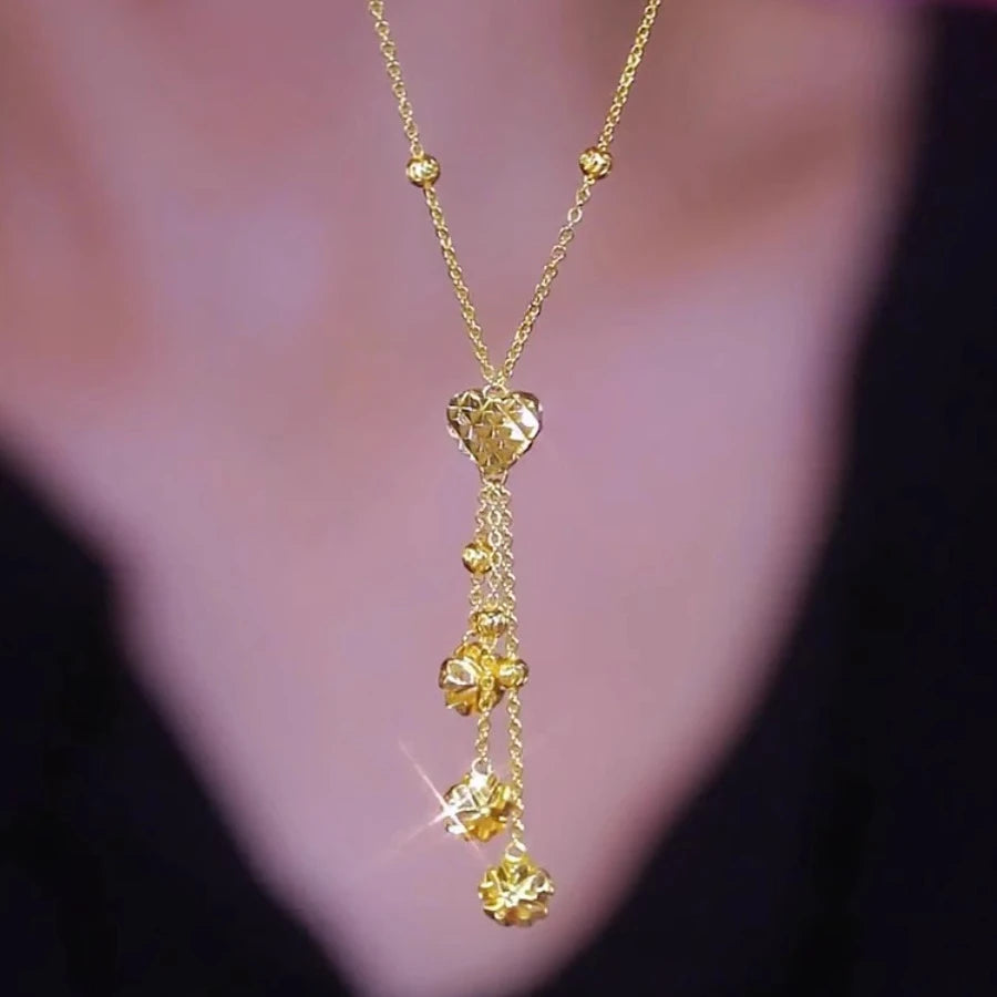 Fashion 18 K Gold Color Heartlove Shape Pendant Necklace for Women Bride Clavicle Chain Birthday Wedding Jewelry Gifts Not Fade