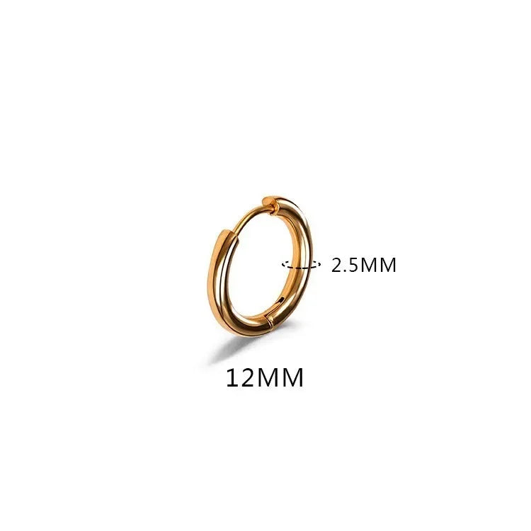 LATS 2024 New Simple Stainless Steel Small Hoop Earrings for Women Men 8mm To 20mm Round Cartilage Ear Piercing Fashion Jewelry