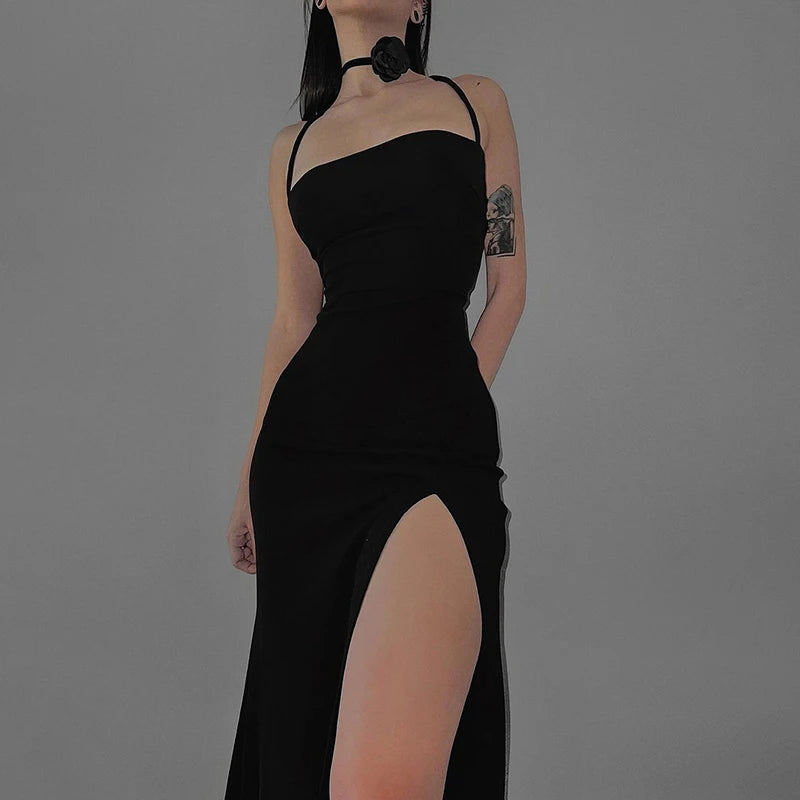 Summer Fashion Dress Women New Sleeveless Backless Bandage Bodycon Sexy Split Dresses Casual Streetwear Club Party Elegant Dress