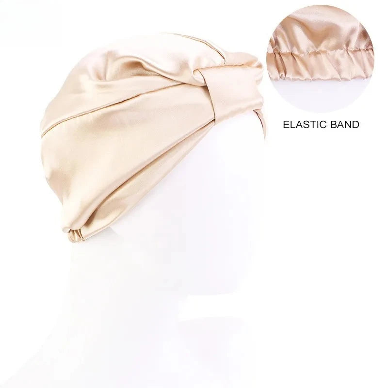 Double Layer Satin Sleep Bonnet for Women Adjustable Hair Protector for Curly/Natural Hair Chemo Cap Nursing Night Cap Wide Band