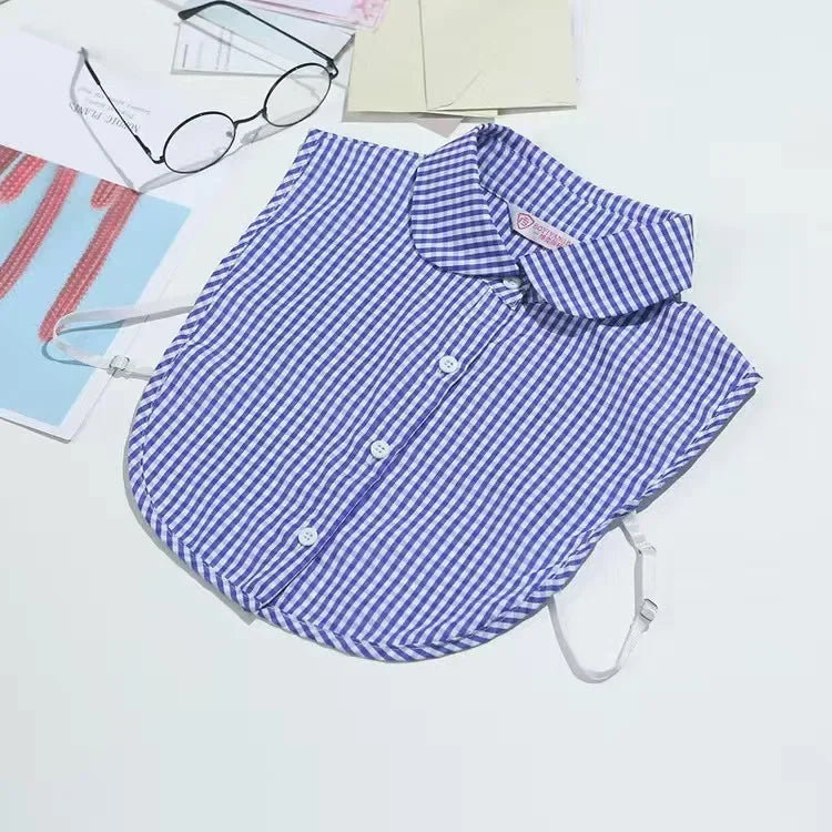 1Pcs Women Solid Color Shirt Cotton Lace Collars White & Black Blouse Spring Summer Vintage Detachable Clothes Shirt