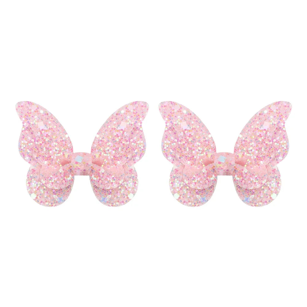 2/4/5Pcs Women Girl Glitter Butterfly Hair Clip for Children Sequins Bow Hairpins Cute Headwear Trendy Hairgrip Hair Accessories