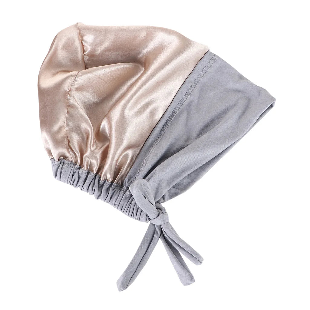 Double Layer Satin Hijab Cap for Women, Islam Undercap with Tie Bonnet, Instant Hijabs, Turkish Scarves, Muslim Turban, Bandana