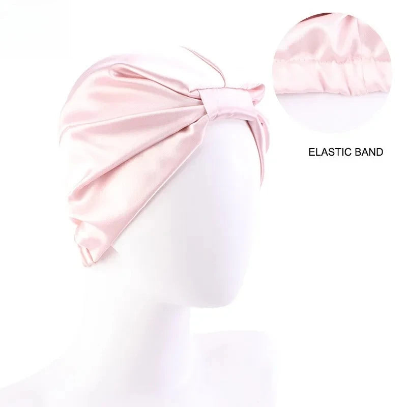 Double Layer Satin Sleep Bonnet for Women Adjustable Hair Protector for Curly/Natural Hair Chemo Cap Nursing Night Cap Wide Band
