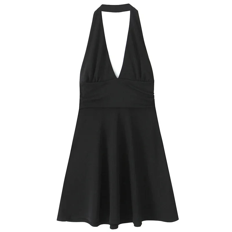 MUJER 2025 Halter Short Dresses for Women White Black Backless Womens Dresses Summer Party Mini Dress Women Beach Women's Dress