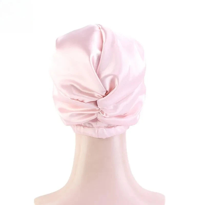 Double Layer Satin Sleep Bonnet for Women Adjustable Hair Protector for Curly/Natural Hair Chemo Cap Nursing Night Cap Wide Band