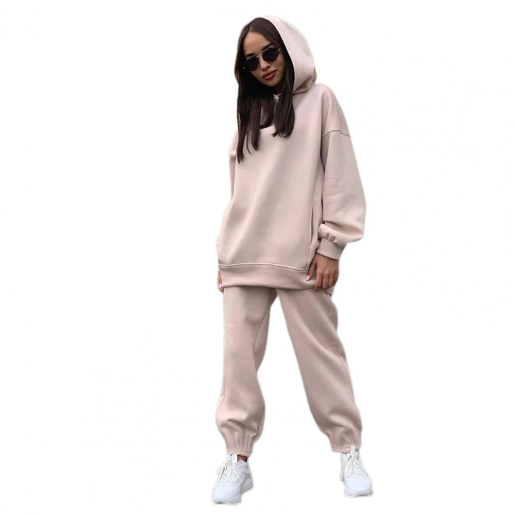 Women Two Piece Sets Tracksuit Hooded Sweatshirt Tops Sweatpants Pants Set Female Spring Autumn Long Sleeve Pullover Sports Set