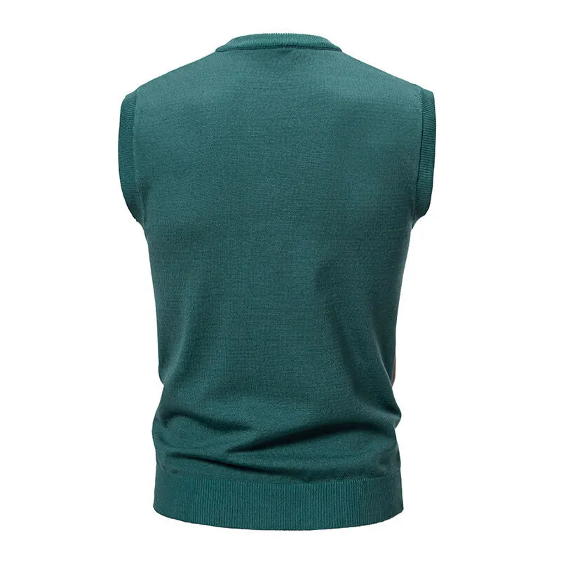 New Mens Argyle Knitwear Vest V Neck Sleeveless Casual Slim Fit Pullover Knitted Sweater lightweight vests