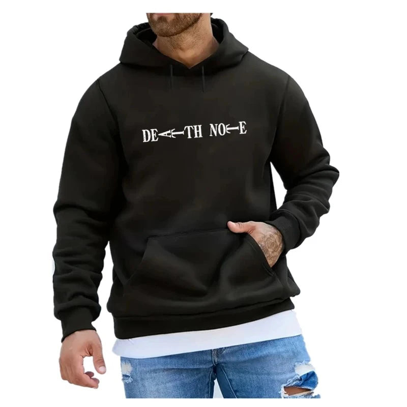 Anime Death Note Hoodies Men Kawaii Cartoon Graphic Streetwear Harajuku Winter Warm Sweatshirts Male Pullover Top